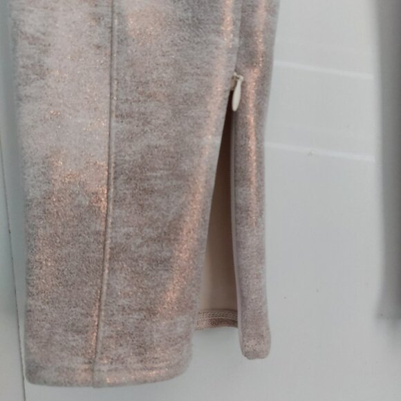 by Anthropologie White Gold Shimmery Leggings 28P Faux Suede High Rise Metallic - Picture 6 of 14